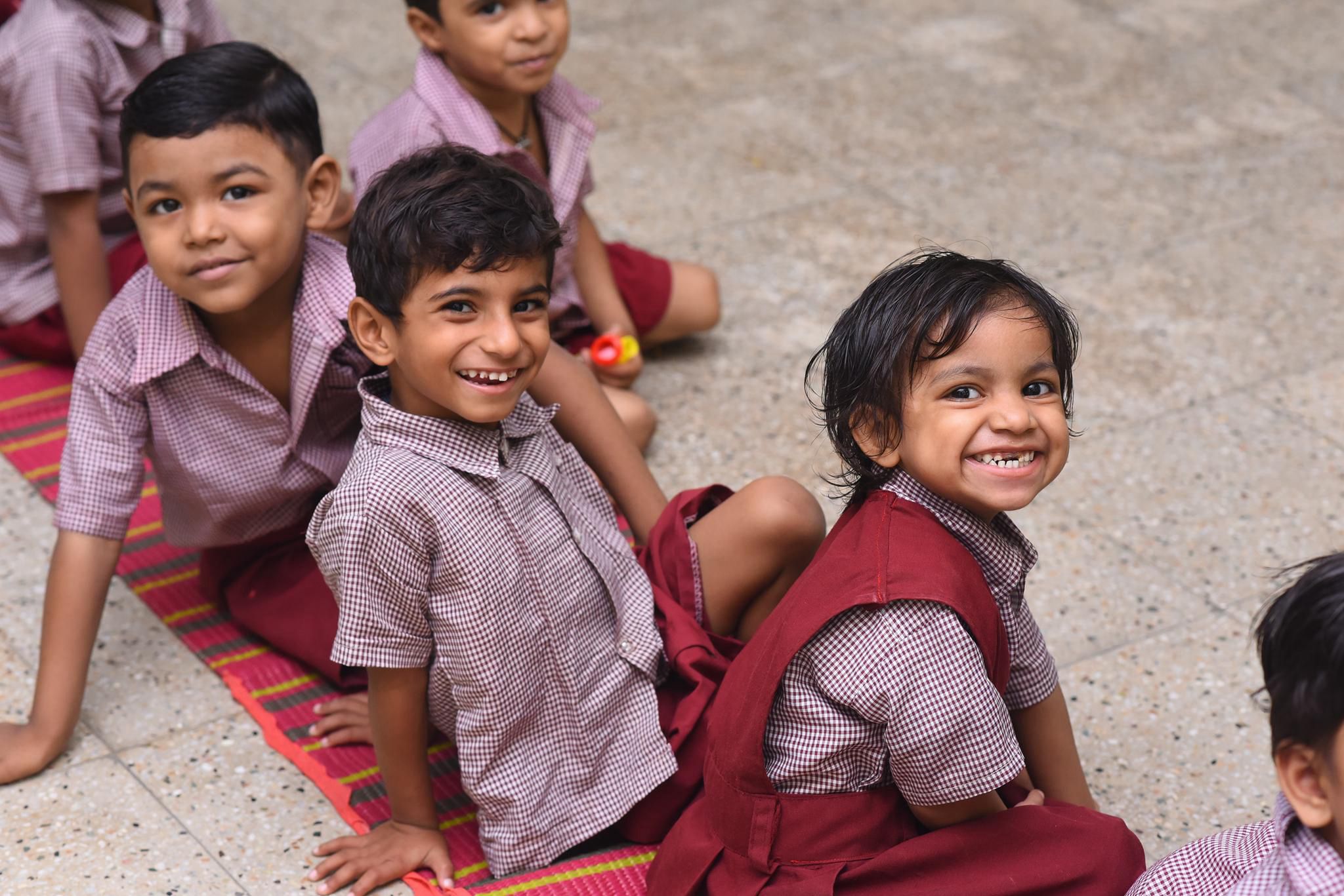 Students smiling at Antarbharti Ashram